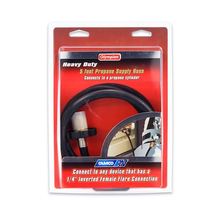 Camco PROPANE SUPPLY HOSE, 5FT POLX1/4IN MALE INV. FLARE CONN, CLAM 59033